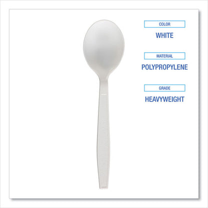 Heavyweight Polypropylene Cutlery, Soup Spoon, Plastic, White, 1,000/carton
