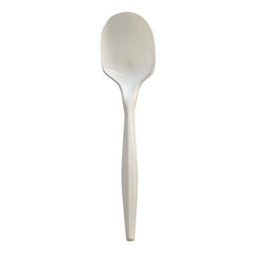 Mediumweight Wrapped Polypropylene Cutlery, Soup Spoon, 4.86", Plastic, White, 1,000/carton