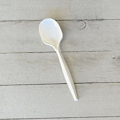 Mediumweight Polypropylene Cutlery, Soup Spoon, 4.86", Plastic, White, 1,000/carton