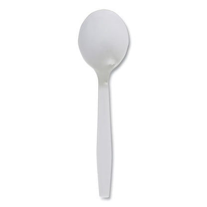 Mediumweight Polystyrene Cutlery, Soup Spoon, Plastic, White, 1,000/carton