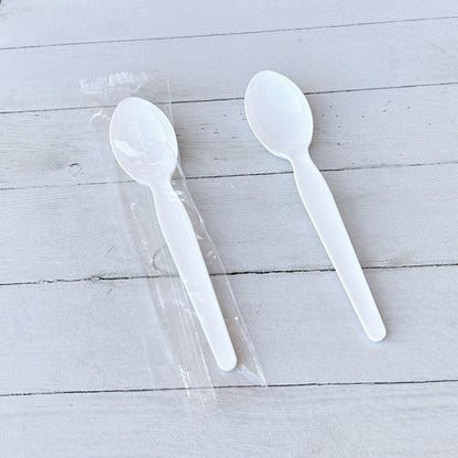 Heavyweight Wrapped Polystyrene Cutlery, Soup Spoon, Plastic, White, 1,000/carton