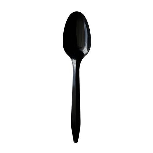 Mediumweight Polypropylene Cutlery, Spoon, Plastic, Black, 1,000/carton