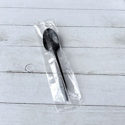 Mediumweight Polypropylene Cutlery, Individually Wrapped, Spoon, Plastic, Black, 1,000/carton