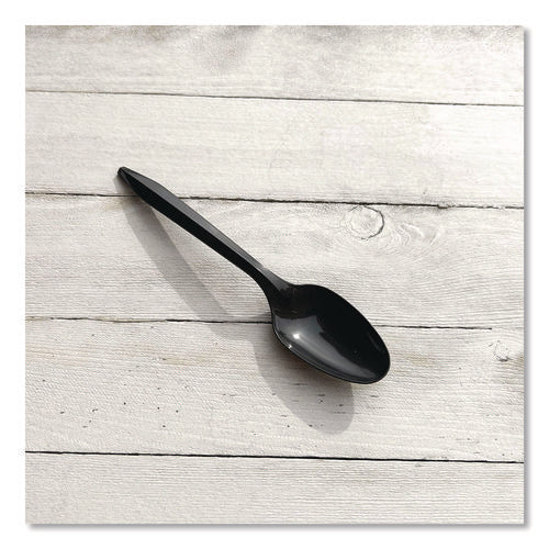 Mediumweight Polypropylene Cutlery, Spoon, Plastic, Black, 1,000/carton