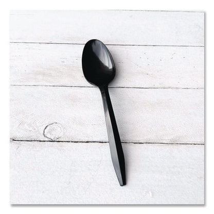Mediumweight Polypropylene Cutlery, Spoon, Plastic, Black, 1,000/carton