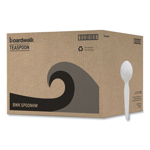 Heavyweight Polystyrene Cutlery, Spoon, Plastic, White, 1,000/carton
