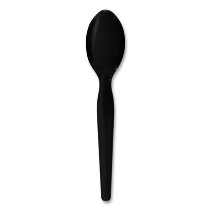 Heavyweight Polystyrene Cutlery, Spoon, Plastic, Black, 1,000/carton