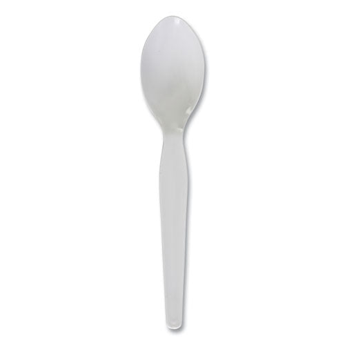 Heavyweight Polystyrene Cutlery, Spoon, Plastic, White, 1,000/carton