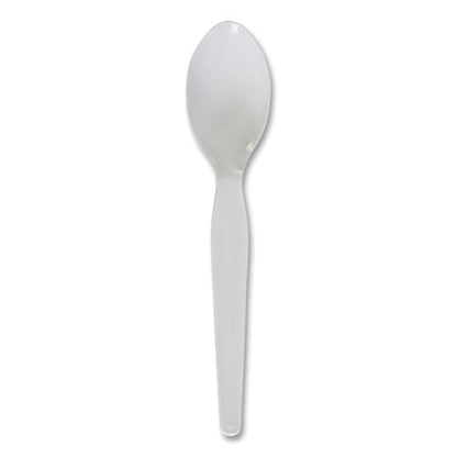 Heavyweight Polystyrene Cutlery, Spoon, Plastic, White, 1,000/carton