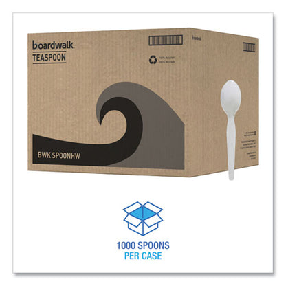 Heavyweight Polystyrene Cutlery, Spoon, Plastic, White, 1,000/carton