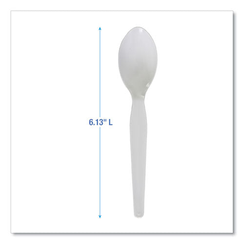 Heavyweight Polystyrene Cutlery, Spoon, Plastic, White, 1,000/carton