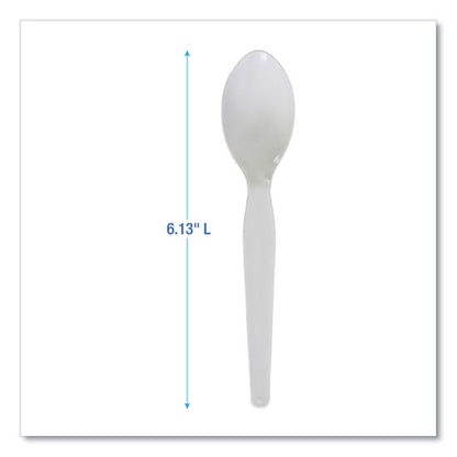 Heavyweight Polystyrene Cutlery, Spoon, Plastic, White, 1,000/carton