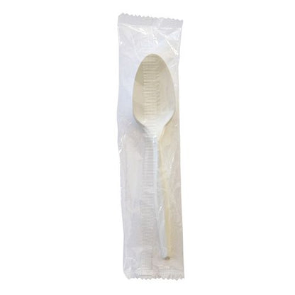 Mediumweight Wrapped Polypropylene Cutlery, Spoon, 5.31", Plastic, White, 1,000/carton