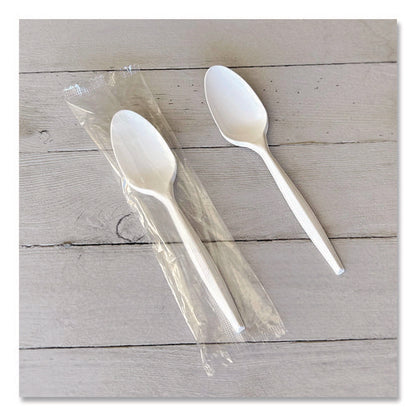 Mediumweight Wrapped Polypropylene Cutlery, Spoon, 5.31", Plastic, White, 1,000/carton