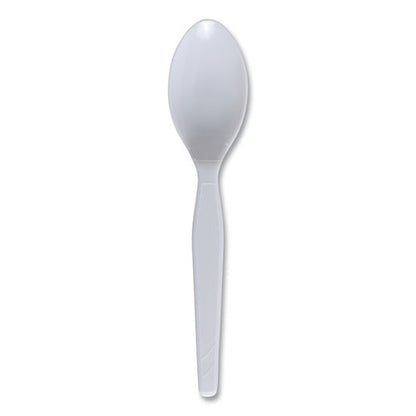 Mediumweight Polystyrene Cutlery, Spoon, Plastic, White, 100/box