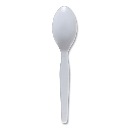 Mediumweight Polystyrene Cutlery, Spoon, Plastic, White, 100/box