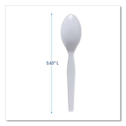 Mediumweight Polystyrene Cutlery, Spoon, Plastic, White, 100/box