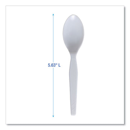 Mediumweight Polystyrene Cutlery, Spoon, Plastic, White, 100/box