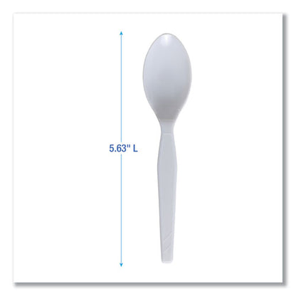 Mediumweight Polystyrene Cutlery, Spoon, Plastic, White, 100/box, 10 Boxes/carton