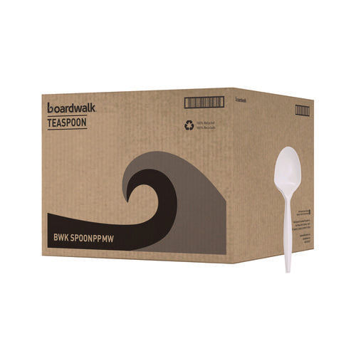 Mediumweight Polypropylene Cutlery, Spoon, 5.31", Plastic, White, 1,000/carton