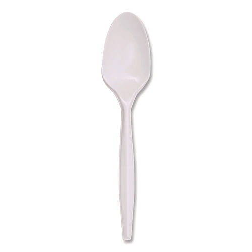 Mediumweight Polypropylene Cutlery, Spoon, 5.31", Plastic, White, 1,000/carton