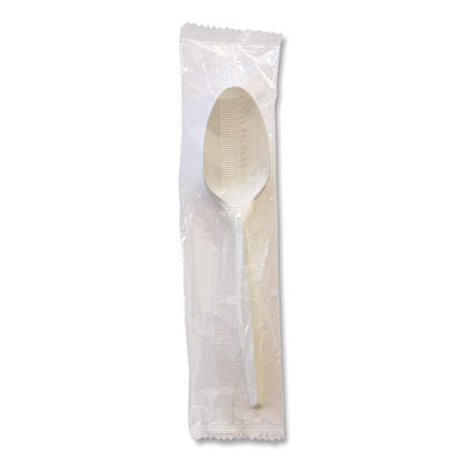 Heavyweight Wrapped Polystyrene Cutlery, Spoon, Plastic, White, 1,000/carton
