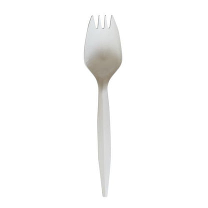 Mediumweight Wrapped Polypropylene Cutlery, Spork, Plastic, White, 1,000/carton