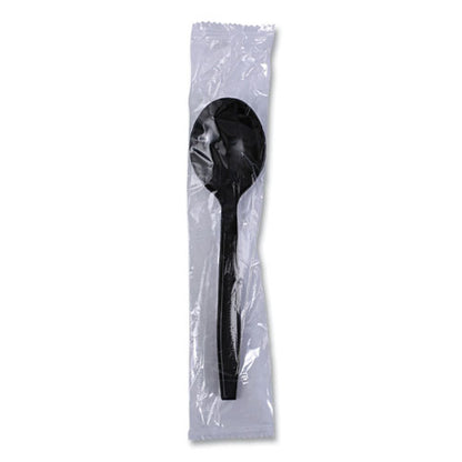 Heavyweight Wrapped Polypropylene Cutlery, Soup Spoon, Plastic, Black, 1,000/carton