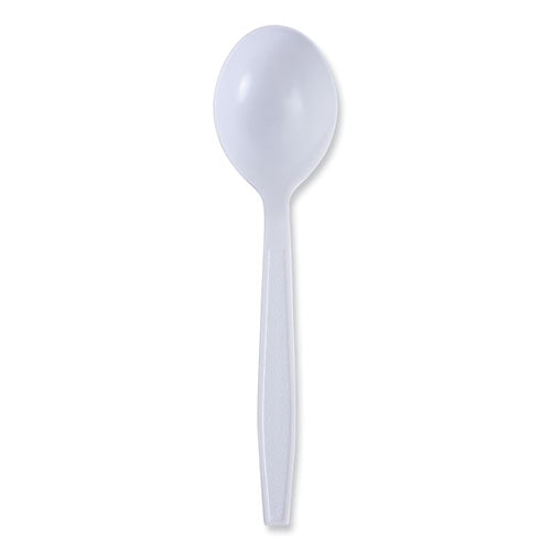 Heavyweight Wrapped Polypropylene Cutlery, Soup Spoon, Plastic, White, 1,000/carton