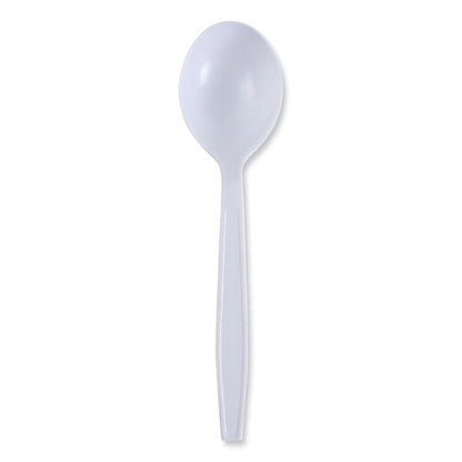 Heavyweight Wrapped Polypropylene Cutlery, Soup Spoon, Plastic, White, 1,000/carton