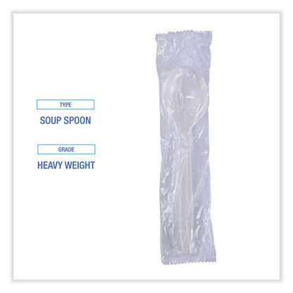 Heavyweight Wrapped Polypropylene Cutlery, Soup Spoon, Plastic, White, 1,000/carton