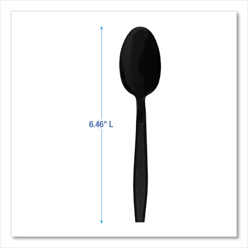 Heavyweight Polypropylene Cutlery, Spoon, Plastic, Black, 1,000/carton