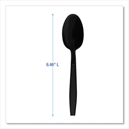 Heavyweight Polypropylene Cutlery, Spoon, Plastic, Black, 1,000/carton
