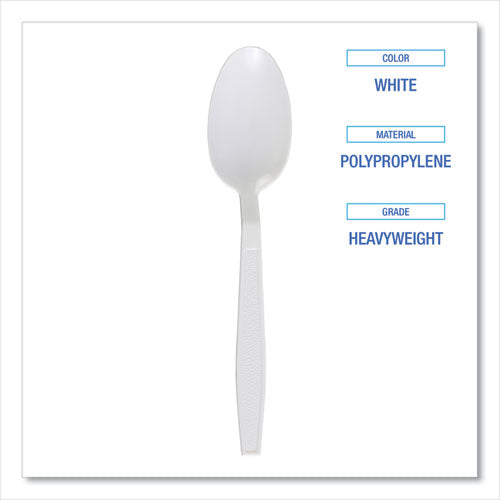 Heavyweight Polypropylene Cutlery, Spoon, Plastic, White, 1,000/carton