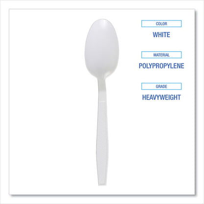 Heavyweight Polypropylene Cutlery, Spoon, Plastic, White, 1,000/carton
