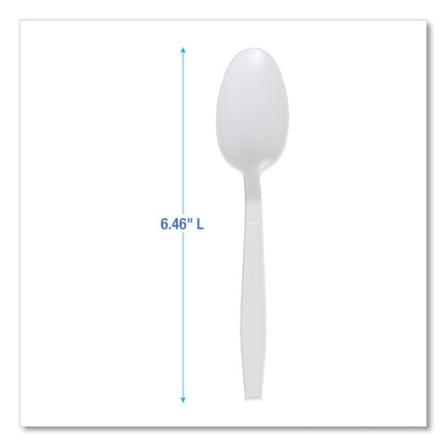 Heavyweight Polypropylene Cutlery, Spoon, Plastic, White, 1,000/carton