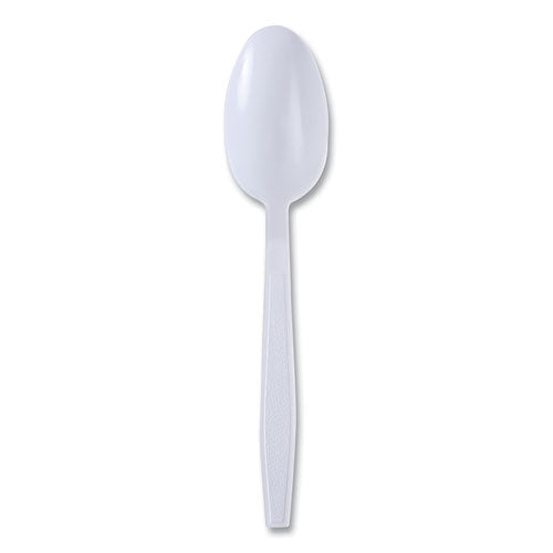 Heavyweight Wrapped Polypropylene Cutlery, Spoon, Plastic, White, 1,000/carton