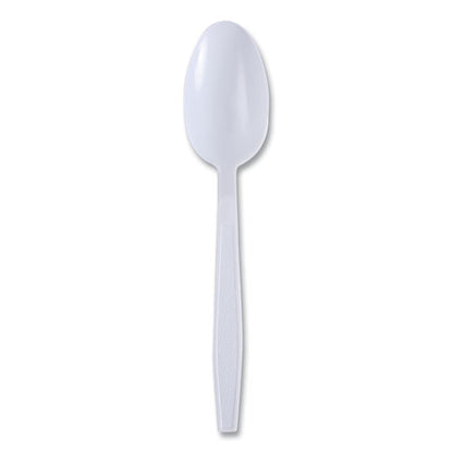 Heavyweight Wrapped Polypropylene Cutlery, Spoon, Plastic, White, 1,000/carton