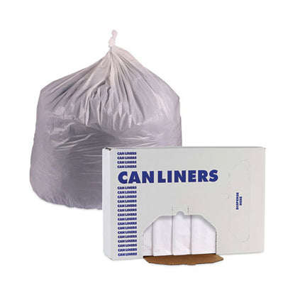 Linear Low Density Industrial Can Liners, 30 Gal, 0.9 Mil, 30" X 36", White, Flat Pack, 100/carton