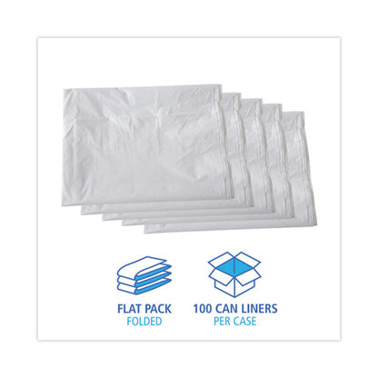 Linear Low Density Industrial Can Liners, 60 Gal, 0.9 Mil, 38" X 58", White, Flat Pack, 100/carton