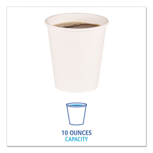Paper Hot Cups, 10 Oz, White, 50/sleeve, 20 Sleeves/carton