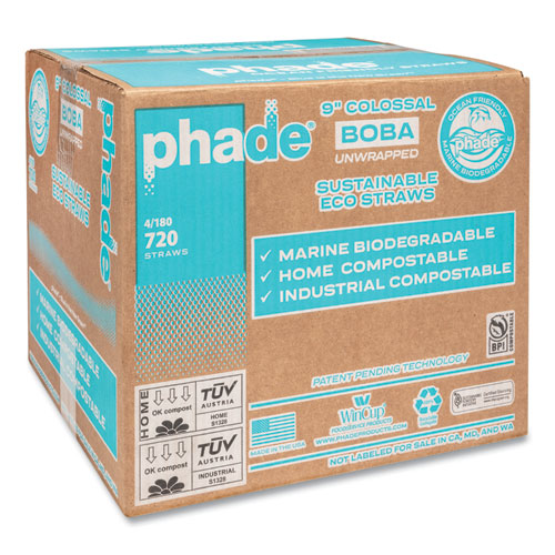 Marine Biodegradable Straws, Boba Straws, 9", Ocean Blue, 720/carton