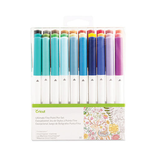 Ultimate Fine Point Porous Point Pen, Stick, Fine 0.4 Mm, Assorted Ink Colors, White Barrel, 30/set