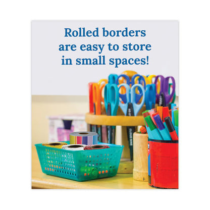 Rolled Borders, Straight Border, Back To School: Rainbow, 2.25" X 65 Ft, Multicolor