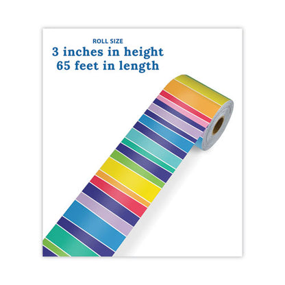 Rolled Borders, Straight Border, Back To School: Rainbow, 2.25" X 65 Ft, Multicolor