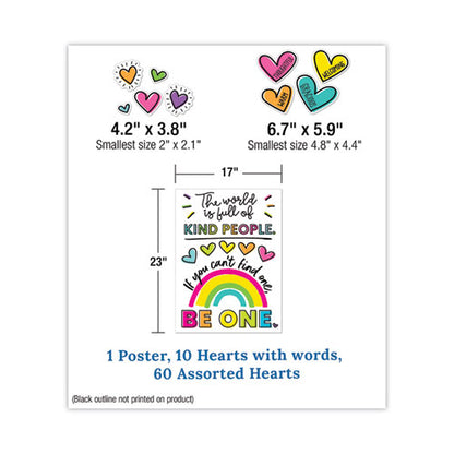 Motivational Bulletin Board Sets, 75-piece Set, Kind Vibes, 30" X 16", Multicolor