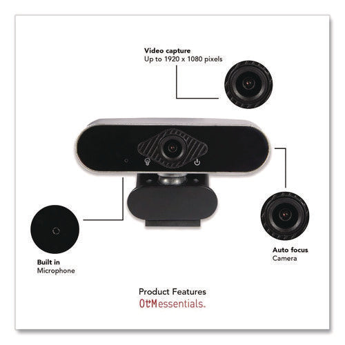 Hd Elite Portable Webcam, 1920 Pixels X 1080 Pixels, 2 Mpixels, Black