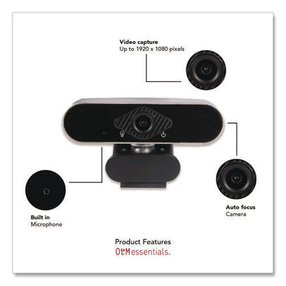 Hd Elite Portable Webcam, 1920 Pixels X 1080 Pixels, 2 Mpixels, Black