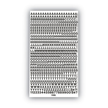 Press-on Vinyl Self-adhesive Numbers And Uppercase Letters, 0.25" Tall, Black Characters, 610/pack
