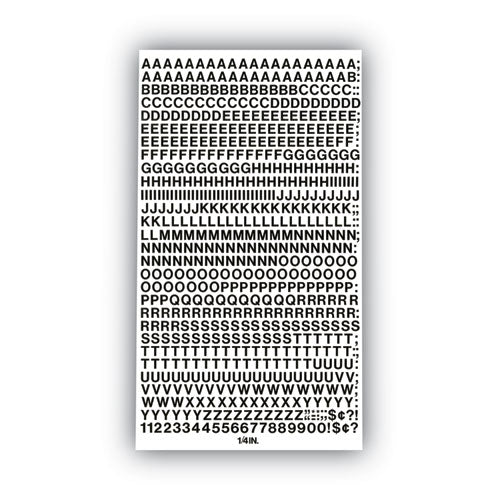 Press-on Vinyl Self-adhesive Numbers And Uppercase Letters, 0.25" Tall, Black Characters, 610/pack